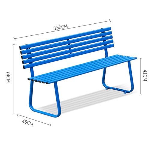 Banc de jardin en acier galvanisé bleu ultra résistant charge 500kg