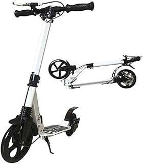 HAO KEAI Kick Scooters for Teens/Adults Scooters Adult Kick For Adult Kids Teens - Big Wheels Disc Hand Brake Folding With Dual Suspension Adjustable Height Max 330 Lbs (Color : White)