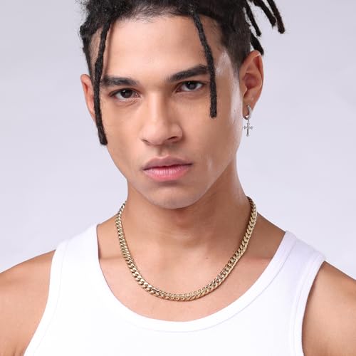 KRKC&CO Promise Necklace for Him, Anniversary Birthday Gift for Bf Husband from Wife, Gold Silver Black Cuban Link Chain for Men, 8mm 22in, 316l Stainless Steel Hip Hop Jewelrys to My Man4