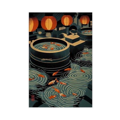 Toile Koi decoration murale lanterne japonaise pour salon 40x61