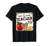 Leopard Heart 2nd Grade Teacher Teaching Back To School T-Shirt for Men Women