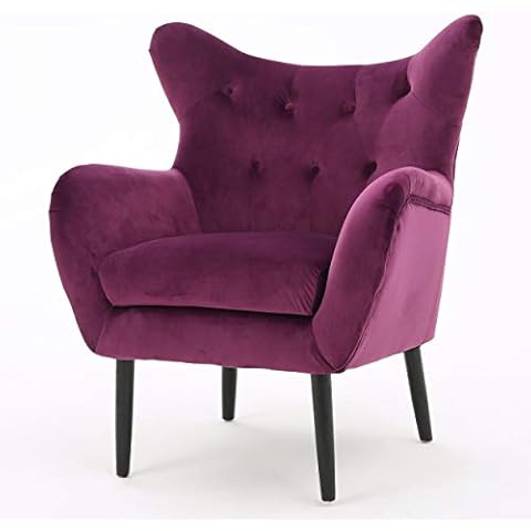 Christopher Knight Home Halifax | Velvet Button-Tufted Arm Chair | Fuchisa, Fuchsia Cover