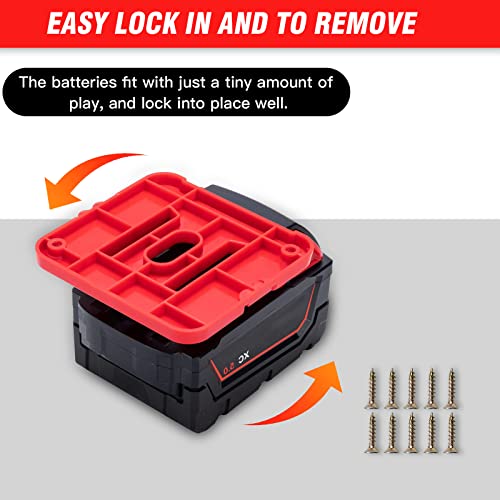 Crtbelfy Battery Holder For Milwaukee M18 18V Battery, Wall Mount Batteries Storage For Work Van, Shelf, Toolbox - 5 Pack #TOP4