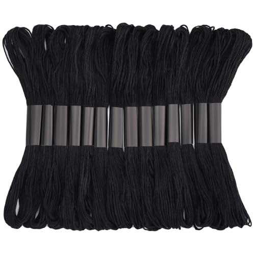 14 Skeins Embroidery Floss Black Embroidery Thread Friendship Bracelet String Cross Stitch for DIY Making