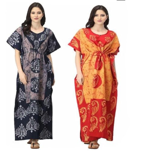 Robe de nuit longue coton batik pour femme lot de 2 chemises de nuit amples taille unique