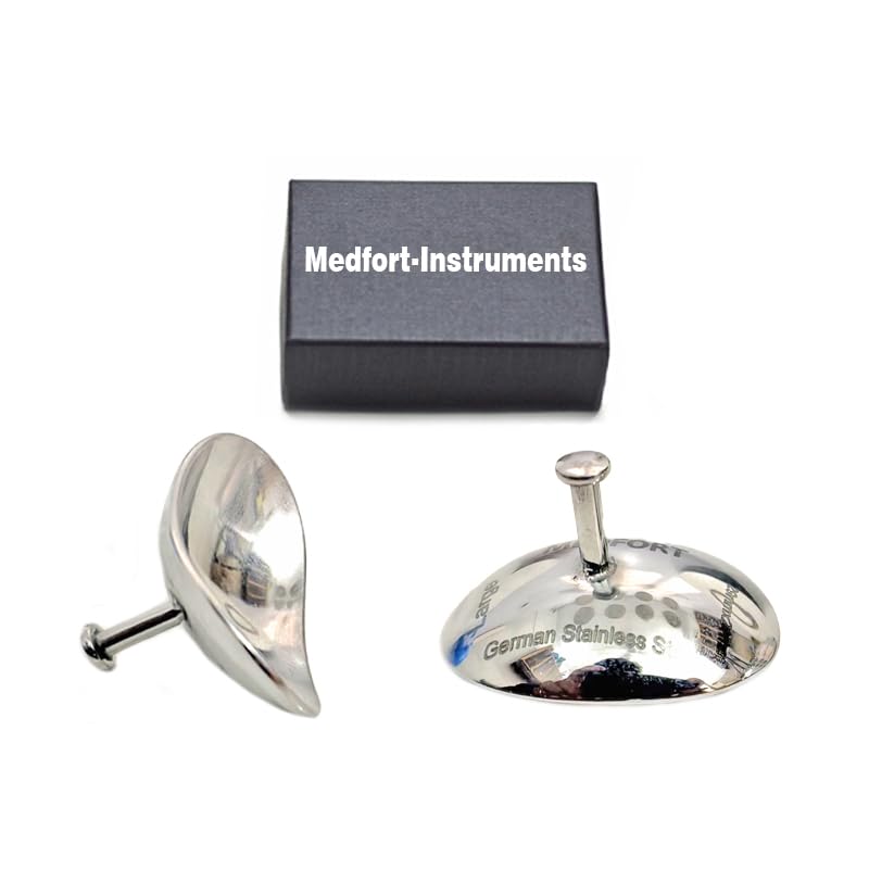 Medfort Corneal Eye Shield Protector Stainless Steel laser eye shields Both Sides Mirror Finish Laser & Eye Protection Set of 2 (Silver, Large (29 x 21mm))