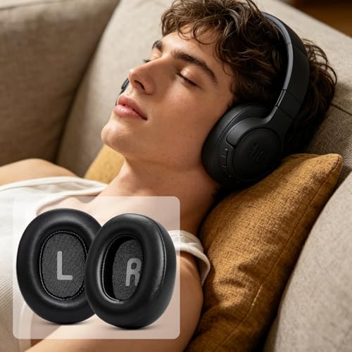 Image of GEVO Earpads for JBL Tune 770NC /760NC (Not Fit JBL Live Series) Headset | Ear Cushions for JBL Tune 700BT /710BT /720BT /750BT /750BTNC /760NC /770NC | Protein leather | Original-Fit Design | Black