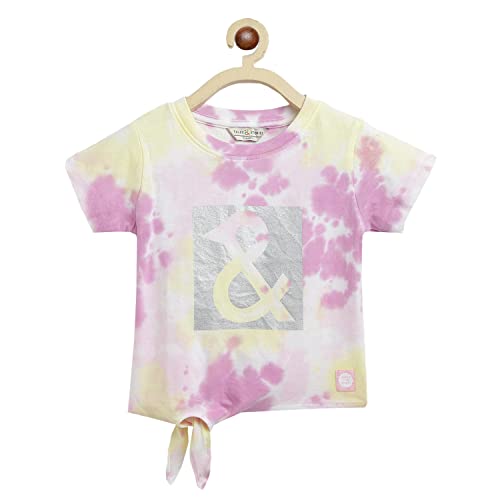 Image of Tales & Stories Baby Girl's Tie Dye Printed Pink Cotton T-Shirt-430227