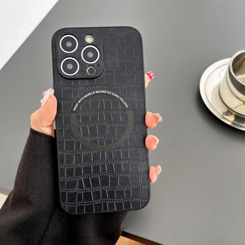 Étui de téléphone magnétique cuir souple crocodile iPhone 14 Pro