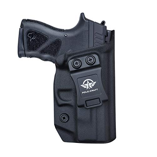 Taurus TH9C Holster,IWB Kydex Holster Fits : Taurus TH9C Pistol Case?Inside Waistband Concealed Carry Holster?Adj. Cant Retention?Cover Mag-Button?No Wear?POLE.CRAFT (Black, Right Hand Draw)