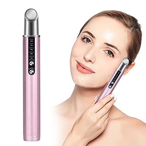 Appareil Massage des Yeux, PELCAS Masseur Yeux Anti Age avec 42℃ Chauffage, 5℃ Refroidissement et EMS Modes pour Anti Rides Elimine Cernes Poches Cover