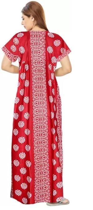 Image of Nighty for Women Cotton Printed Maxi Gown Ankle Length Nighty Night Dress Gown for Women Maxi - (Pack of 2)