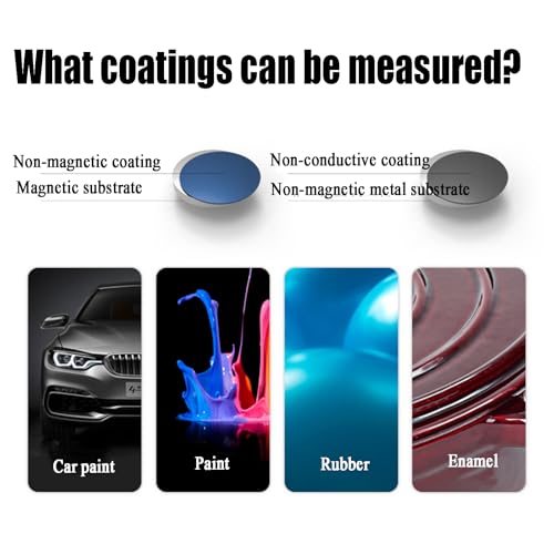 Medidor de Espesor de Pintura, Medidor de Profundidad de Recubrimiento, Rango 0-1700 micrones, Resolución máxima 0.1 m, Pantalla giratoria 4 vías 360°, Doble uso hierro y aluminio miniatura 7