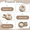 2PCS Pearl Rhinestone Cufflinks, Elegant Button Covers Clip On, Pearl Flower Button Covers for Women, Detachable Shirt Buttons Clips, Rhinestone Buttons Embellishments for Shirt Cuffs and Accessories #3