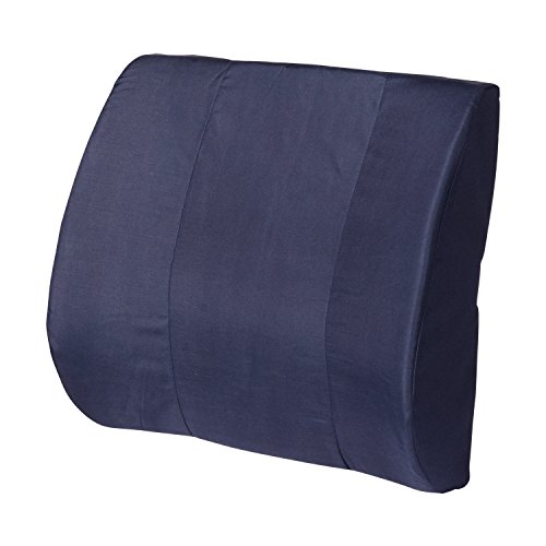 DMI Memory Foam Lumbar Pillow Back Support Cushion with Strap for Better Posture and Easing Back Pain, Navy