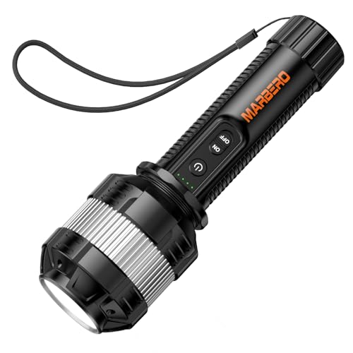 MARBERO 3 Modes Rechargeable LED Flashlight 4000mAh High Brightness Focused Beam Tactical Light Waterproof Portable Compact Flashlight for Hiking Camping Emergency Home Use by MARBERO - Used condition - US$10.23