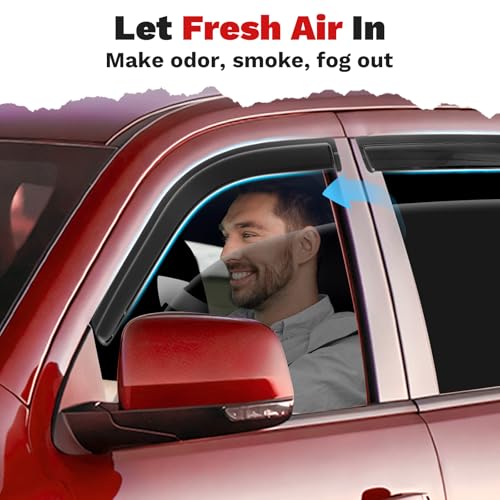 Image of Canvcle Durango Rain Guards - Window Visors for Dodge Durango 2011-2025 2026, Outside-Mount Tape-On Side Window Wind Deflectors for Durango Accessories, Vent Visors Shades Rainproof Black 4PCS