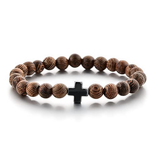 Christian Prayer Beads Bracelet – Wooden Beads & Cross – Multiple Sizes!
