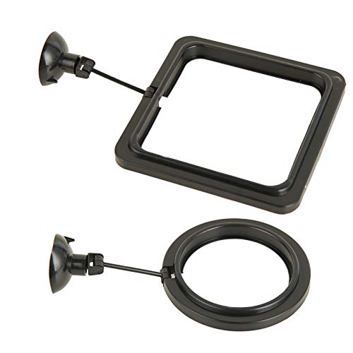 ZRDR Fish Feeding Ring, 2 Pack Black Aquarium Floating Food Feeder Circle Small Round and Square with Flexible Lever… - Image 6