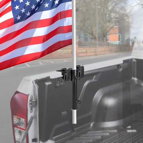 GADFISH No Drilling Side Flag Pole Mount Kit for Truck Bed,Universal Black...