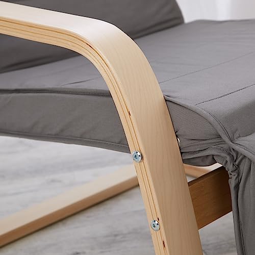Homestyle4u 2407, Relaxsessel mit Liegefunktion Schwingstuhl mit Armlehne Schwingsessel Wohnzimmer Bezug Grau Holz – Bild 6