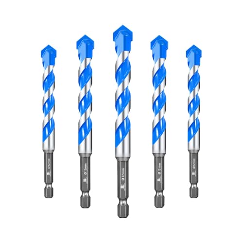 BRSCHNITT Beton Bohrer Fliesenbohrer - Steinbohrer Bohrer Set mit Sechskantschaft Universalbohrer für Beton, Weiche Fliesen 12mm*5