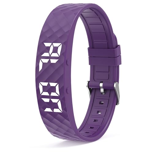 Rastreador de actividad Monitor de sueño Reloj de recordatorio de alarma vibrante para el deporte Reloj podómetro conectado niño hombre mujer pulsera niño reloj digital niño ip68 impermeable, Lila.