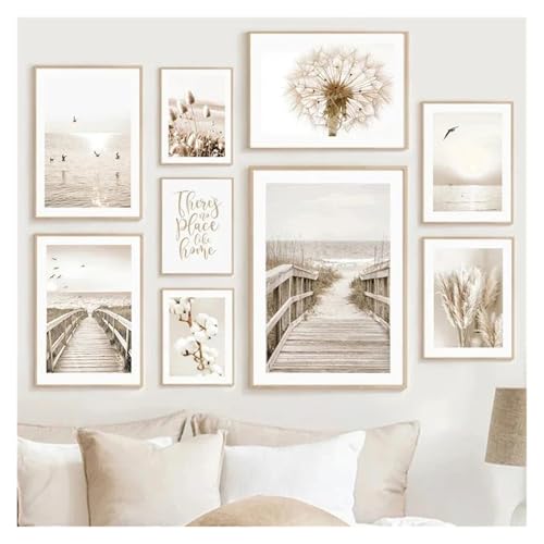 Tableau déco nature pissenlit roseau et affiche paysage de plage moderne - 4