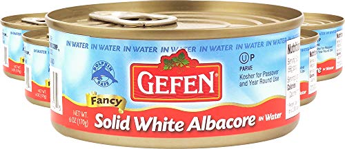 Gefen Solid White Albacore Tuna in Water 6oz (6 Pack), Kosher for Passover