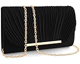 TINDTOP Clutch Purses for Women Evening Handbags for Formal Wedding Party Cocktail Prom Crossbody Shoulder Envelope Bag (Black)