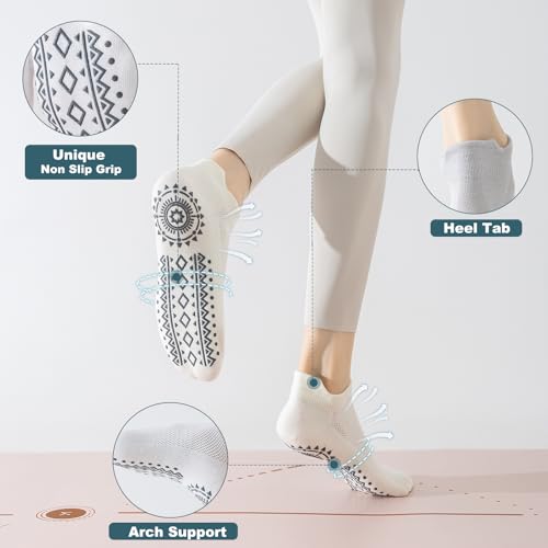 Image of BISOUSOX Pilates Socks with Grips for Women, Anti Slip Grippy Yoga Barre Socks, Full Sole Sticky Reformer Workout Sock