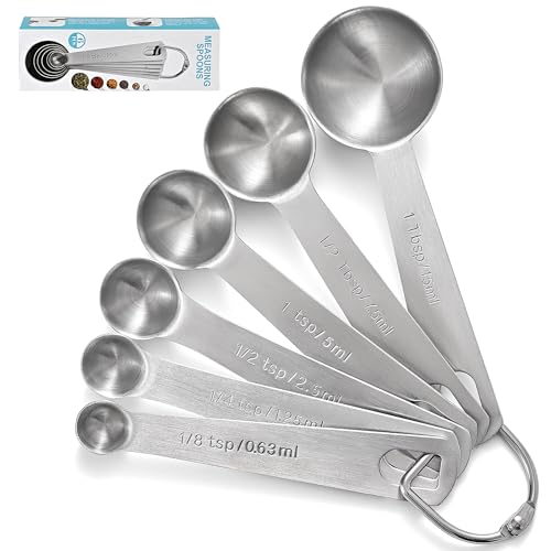Measuring Spoons Used to Measure Various Dry and Liquid Ingredients, Useful Gadgets for Kitchen, Stainless Steel 6-piece Set