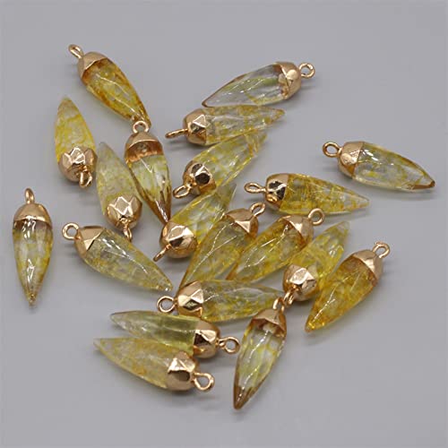 Pendentif Citrine Diamant Brut, perles d'artisanat pour boucle d'oreille - 4