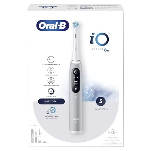 Miniatura 10 de Oral-B Io6n Cepillo De Dientes Eléctrico Con Mango Recargable, Inteligencia Artificial Io, 1 Cabezal De Recambio, Pantalla Blanco Negro, Cargador Y Funda De Viaje - Gris