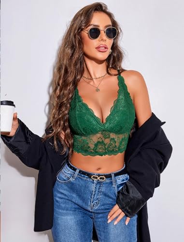 Image of Avidlove Bralettes for Women Lace Wireless Bra V Neck Racerback Crop Top Adjustable Lingerie No Padded