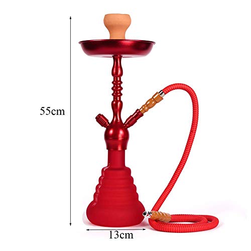 BGSFF Premium Shisha Set, Shisha-Zubehör aus Aluminiumlegierung mit 1 Schlauch, Keramik-Räuchertopf, Milchglasboden, Rot – Bild 3