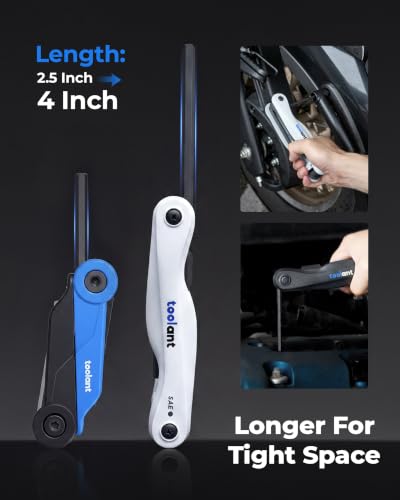 Image of Kraftek toolant 11PCS Long Arm Folding Allen Wrench Set, SAE Hex Key Set 3 /32 inch-1 /2 inch, Extended Reach Allen Key Set with 4 Inch Long Arms, CRV Steel Foldable Hex Wrench Tool for Bike Repair, Home & DIY