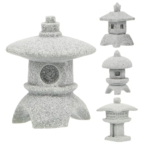 Happyyami Faroles De Pagoda 4 Piezas Miniestatua De Pagoda para Jardín Decoración De Piedra Arenisca Japonesa Decoración De Jardín Zen