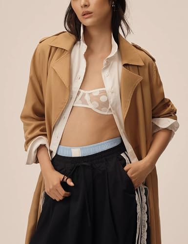 Lentta Womens Lace Stripe Bubble Maxi Skirt Ankle Length Drawstring Elastic Waisted Summer Midi Skirts with Pockets4