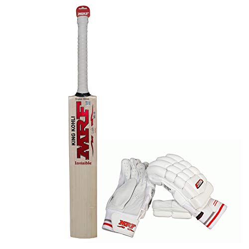 Mrf King Virat Kohli Limited Edition English Willow Cricket Bat Invisible with Batting Gloves Genius Le