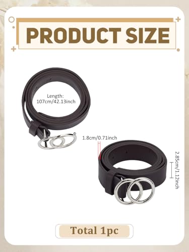 1Pcs PU Imitation Leather Chain Belts, Double Rings Classic Waist Belt with Alloy Buckles Peru Retro Accessory for Women2