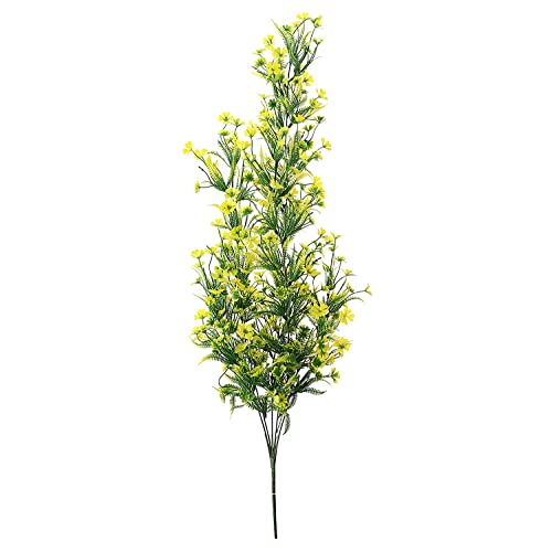 Image of Foliyaj Artificial Yellow Daisy Flower Leaf Vine | Decoration Items for Living Room | Creeper for Wall Decor | Contents (Creeper of Length 70 cm + 1 Metal Wall Stand)