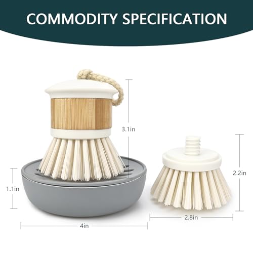 Image of Bamboo Scrub Wooden Dish Brush - Bamboo Dish Brush,Bamboo Scrubber for Dishes, Palm Brush Dish Scrubber for Cleaning Dishes, Kitchen Utensils etc.