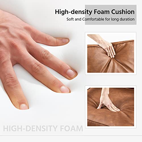 Yaheetech Pu Leather Armchair, Retro Leisure Accent Chair With Extra Soft Padded And Cushion, Modern Reading Arm Chair With Black Metal Frame For Living Room/Office/Bedroom/Study, Light Brown #TOP7