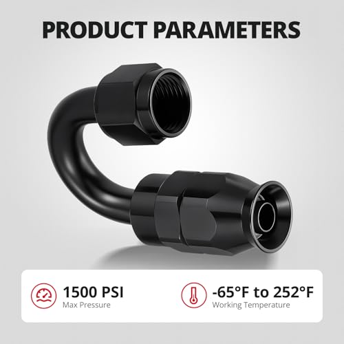 Image of EVIL ENERGY 6AN PTFE Hose End Fitting 180 Degree Black for PTFE Hose Only 4PCS