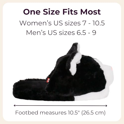 Black and White Kitty Slippers for Women and Men - Fuzzy Plush Tuxedo Cat Slippers for Adults3
