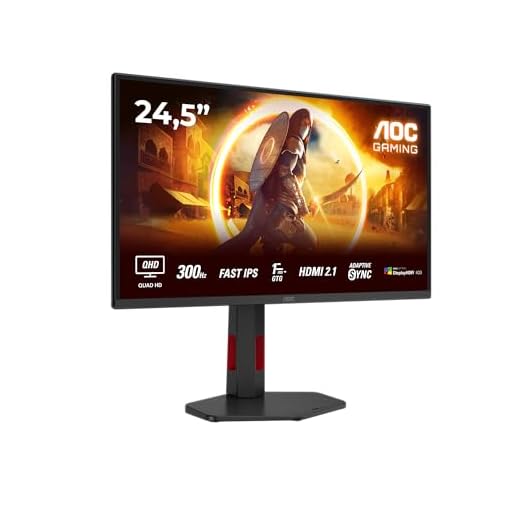 AOC Gaming Q25G4SR - 25 Zoll Quad HD Monitor, 300 Hz, 1 ms, FreeSync. Prem., G-Sync comp., HDR400 (2560x1440, 2X HDMI 2.1, DisplayPort 1.4) schwarz-rot