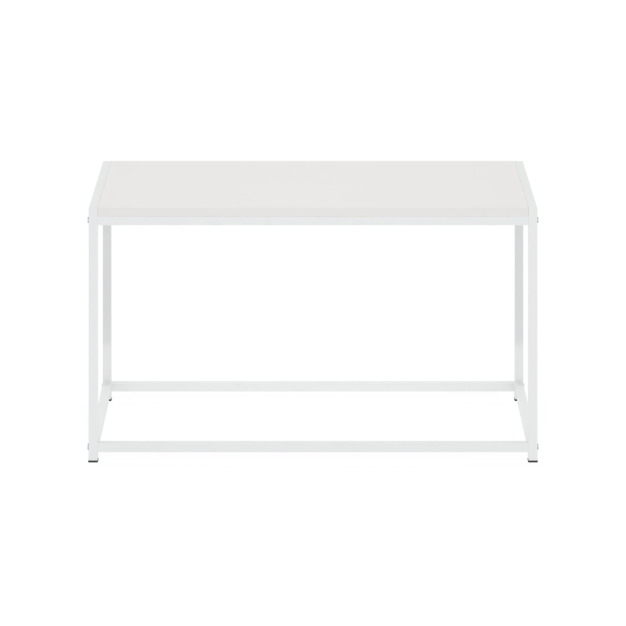 Furinno CAMNUS Tavolino da caffè moderno per soggiorno, Bianco pieno/Bianco