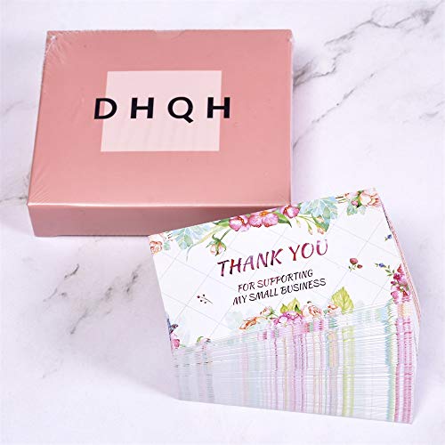 100 Pieces Thank You for Supporting My Business Cards Colorful Flower Customer Thank You Appreciation Cards Apply to Online,Retail Stores,Customer Package Inserts, Handmade Goods(2 X 3.5 Inch) - Thumbnail 7