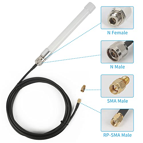 Image of WiFi Antenna Dual Band 2.4GHz 5GHz 5.8GHz 8dBi RP-SMA SMA Male Outdoor Indoor Antenna with 10ft KMR195 Cable for WiFi Router Hotspot Security IP Camera